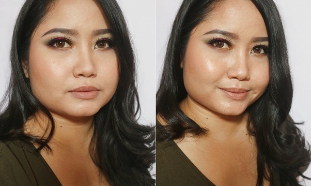 DIY shimmering face spray before after - Copy