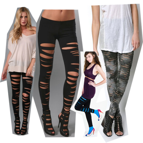 Tattered And Cut Out Leggings –