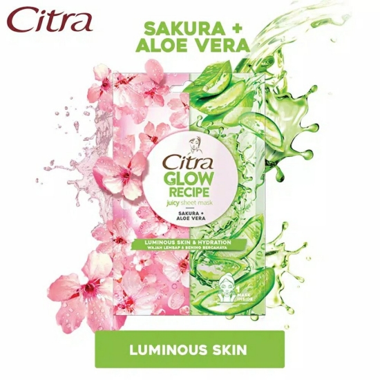 Citra Glow Recipe Juicy Sheet Mask Sakura & Aloe Vera - sheet mask minimarket
